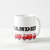 Personalized Red Fire Truck Kaffeetasse (VorderseiteRechts)