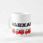 Personalized Red Fire Truck Kaffeetasse (Vorderseite Links)