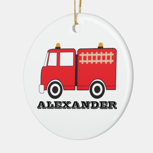 Personalized Red Fire Truck Keramik Ornament (Links)