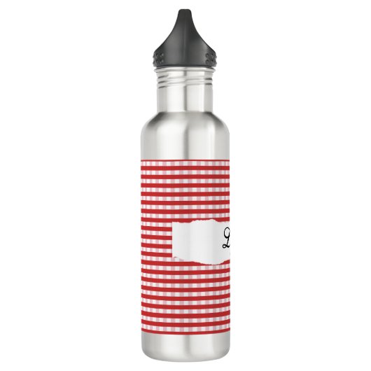 Personalized Red Gingham Pattern & Custom Name Edelstahlflasche (Links)