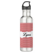 Personalized Red Gingham Pattern & Custom Name Edelstahlflasche (Vorderseite)