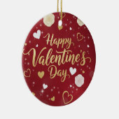 Personalized Red & Gold Romance Valentine's Keramik Ornament (Rechts)