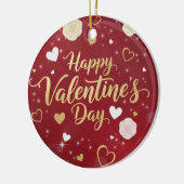 Personalized Red & Gold Romance Valentine's Keramik Ornament (Links)