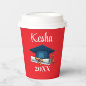 Personalized Red Graduation Party Paper Cups Class Pappbecher (Vorderseite)