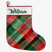 Personalized Red & Green Plaid Christmas Stocking Großer Weihnachtsstrumpf (Vorderseite)