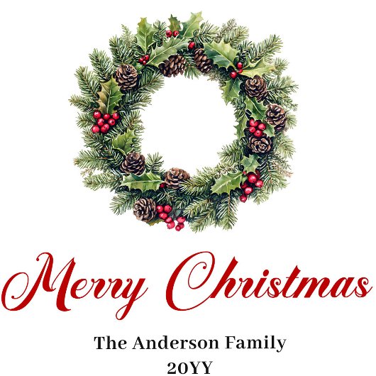 Personalized Red Green Plaid Christmas Wreath Serviette