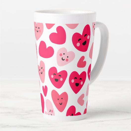 Personalized Red Heart Happy Valentine’s Day Lover Milchtasse (Rechte Ecke)