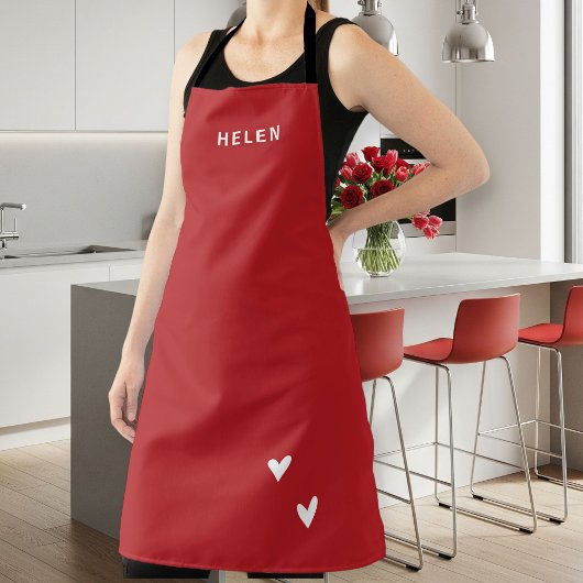 Personalized Red Kitchen Apron - Modern  Schürze