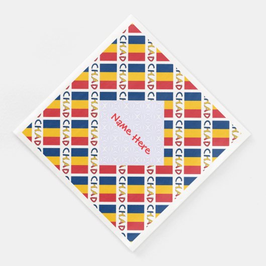 Personalized Red Name Chad Flag Tiled Serviette (Ecke)