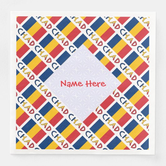 Personalized Red Name Chad Flag Tiled Serviette (Vorderseite)