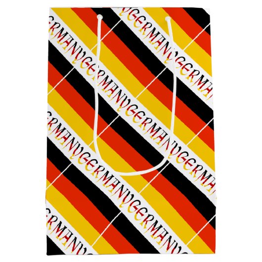 Personalized Red Name Germany Flag Tiled Mittlere Geschenktüte (Rückseite)