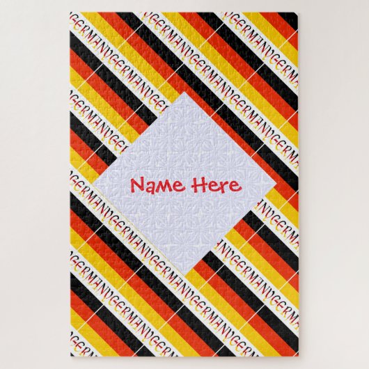 Personalized Red Name Germany Flag Tiled Puzzle (Vertikal)