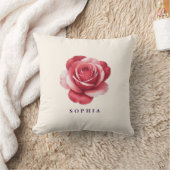 Personalized Red Rose Throw Pillow Elegant Kissen (Decke)
