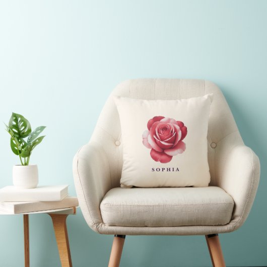 Personalized Red Rose Throw Pillow Elegant Kissen (Stuhl )