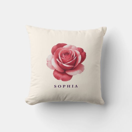Personalized Red Rose Throw Pillow Elegant Kissen (Vorderseite)