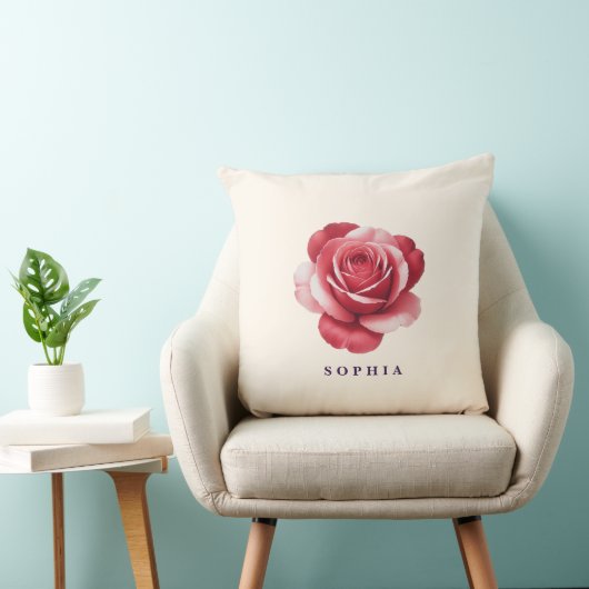Personalized Red Rose Throw Pillow Elegant Kissen (Stuhl )