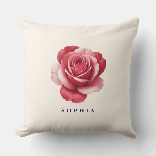 Personalized Red Rose Throw Pillow Elegant Kissen (Vorderseite)