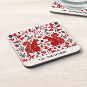 Personalized Red Squirrels in the Forest Getränkeuntersetzer (Linke Seite)