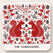 Personalized Red Squirrels in the Forest Getränkeuntersetzer (Vorderseite)