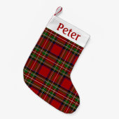 Personalized Red Tartan Christmas Stocking  Kleiner Weihnachtsstrumpf (Vorderansicht (hängend))