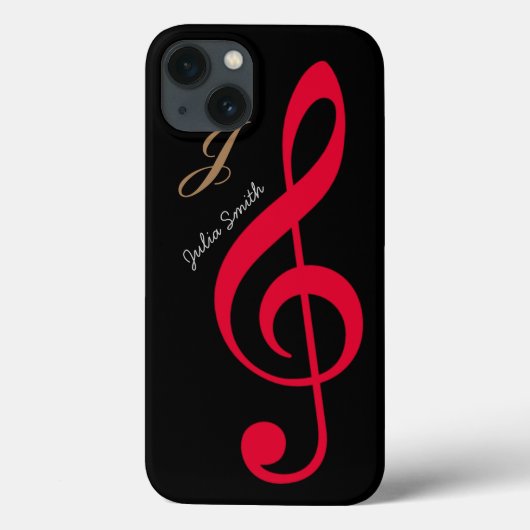 personalized red treble clef music Case-Mate iPhone hülle (Rückseite)