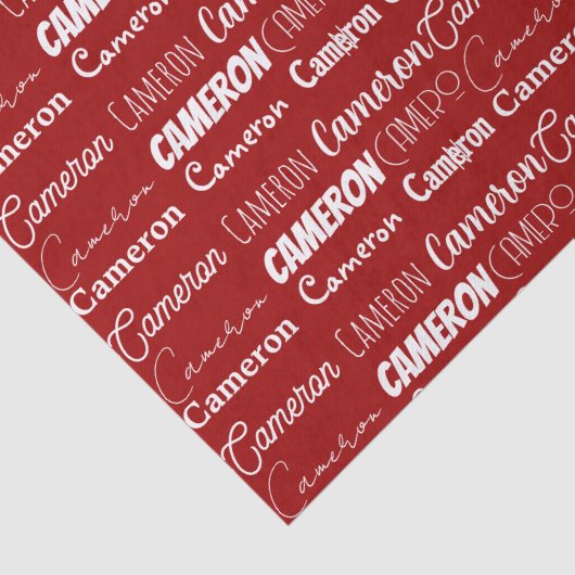 Personalized Red Typography Name Collage Christmas Seidenpapier (Detail)