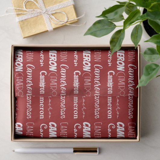 Personalized Red Typography Name Collage Christmas Seidenpapier (Geschenk)