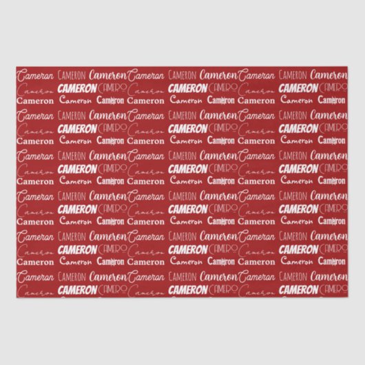Personalized Red Typography Name Collage Christmas Seidenpapier (Vorderseite)
