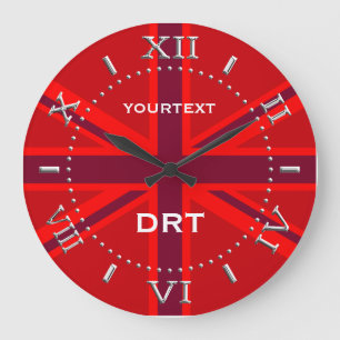 Personalized Red Union Jack British Flag Dial Große Wanduhr
