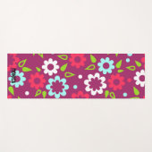 Personalized Red White Colorful Floral Custom Name Yogamatte (Vorderseite (Horizontal))