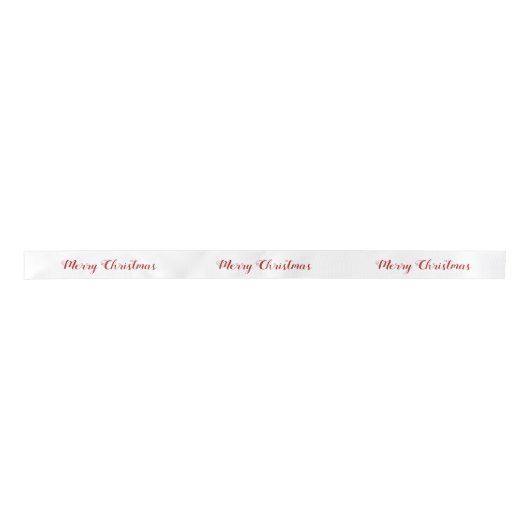 Personalized Red White Merry Christmas Script Satinband (Vorderseite)