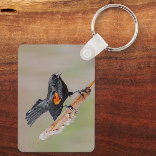 Personalized Red-Winged Blackbird Keychain Schlüsselanhänger (Rückseite)