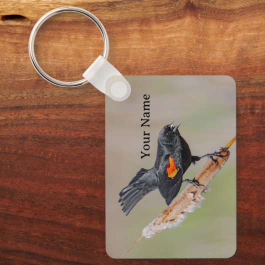 Personalized Red-Winged Blackbird Keychain Schlüsselanhänger (Vorderseite)