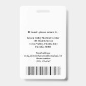 Personalized Registered  Nurse ID Badge Ausweis (Rückseite)