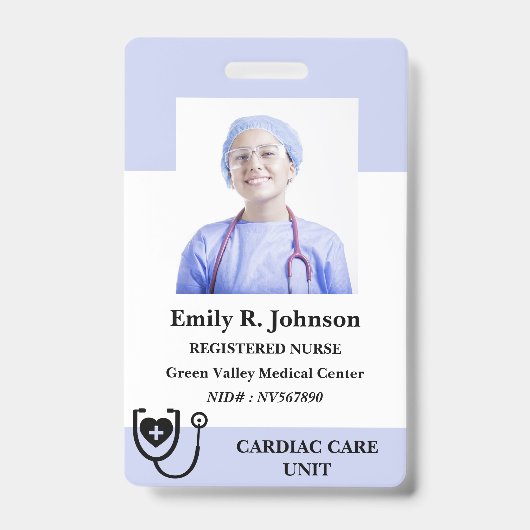 Personalized Registered  Nurse ID Badge Ausweis (Vorderseite)