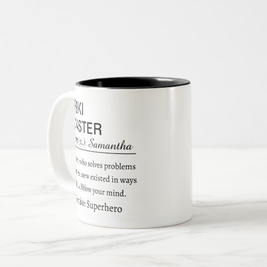 Personalized Reiki Master  Definition  Zweifarbige Tasse (Vorderseite Links)
