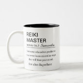 Personalized Reiki Master Definition Zweifarbige Tasse (Links)