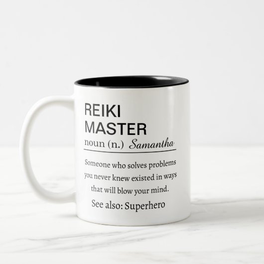 Personalized Reiki Master  Definition  Zweifarbige Tasse (Links)
