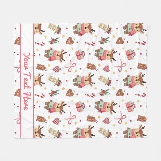 Personalized Reindeer Christmas Fleece Blanket (Vorderseite (Horizontal))