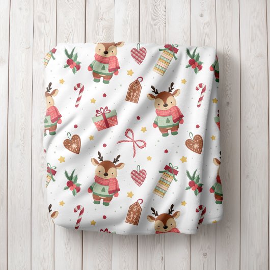 Personalized Reindeer Christmas Fleece Blanket