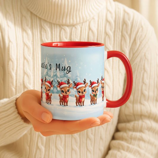 Personalized Reindeer Mug, Cute Christmas Gift, Cu Tasse
