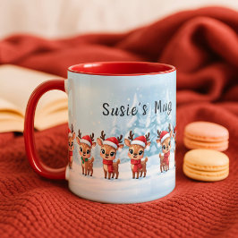 Personalized Reindeer Mug, Cute Christmas Gift, Cu Tasse