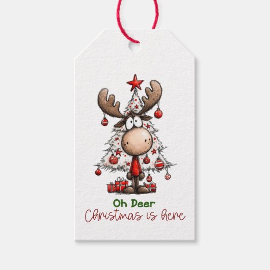 Personalized Reindeer “Oh Deer Christmas Is Here” Geschenkanhänger (Vorderseite)