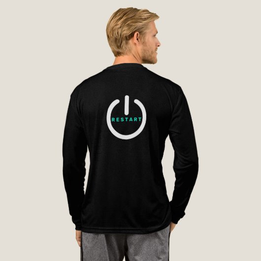 Personalized Restart Text Reset Button Funny Gift Tri-Blend Shirt (Voller Rücken)