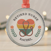 Personalized Retired Nurse Retro Heart Ornament Aus Metall