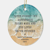 Personalized Retirement Modern Blue Ocean Beach Keramik Ornament (Links)