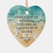 Personalized Retirement Modern Blue Ocean Beach Keramik Ornament (Rechts)