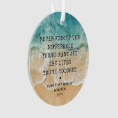 Personalized Retirement Modern Blue Ocean Beach Ornament (Vorderseite)