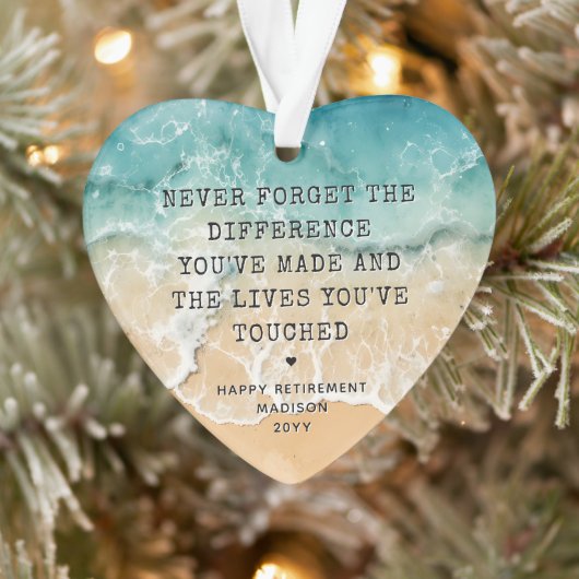 Personalized Retirement Modern Blue Ocean Beach Ornament (Baum)