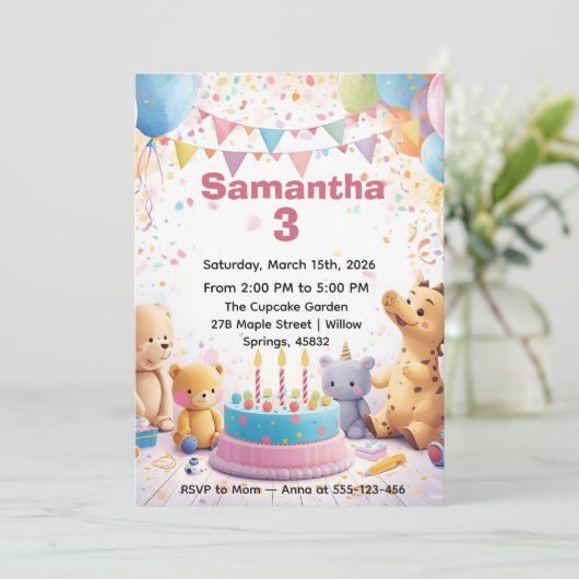 Personalized Retro Birthday Invitation Einladung (Stehend Vorderseite)